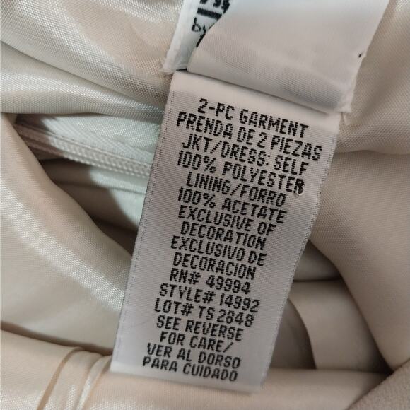 R & M RICHARDS! CHAMPAGNE BEIGE/TAN SILVER & GOLD BEADED 2 PC DRESS SET! SZ 10P - Picture 12 of 14